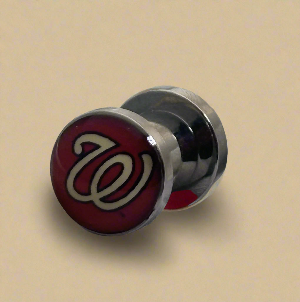 Licensed MLB Washington Nationals Screw-On Surgical Steel 12G Ear Plugs