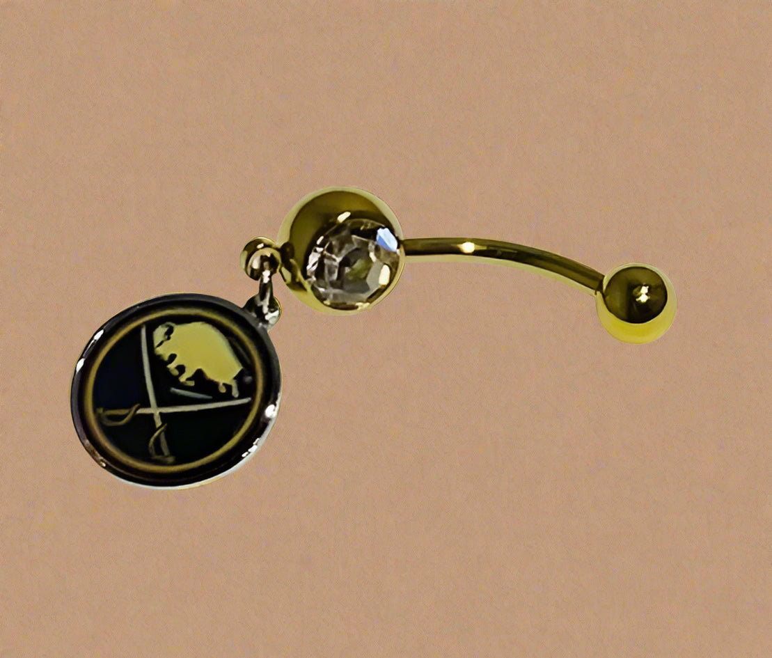 Buffalo Sabres gold stainless steel belly rings