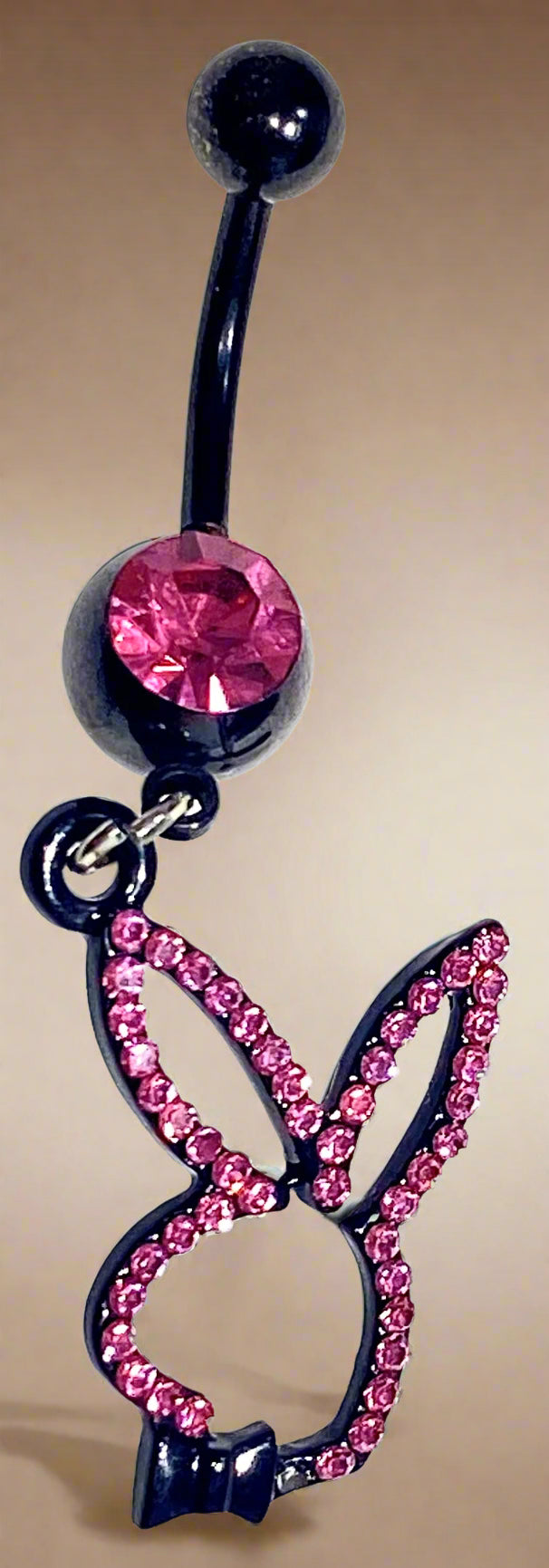 Playboy Purple Crystal Bunny Head Belly Ring Stainless Steel