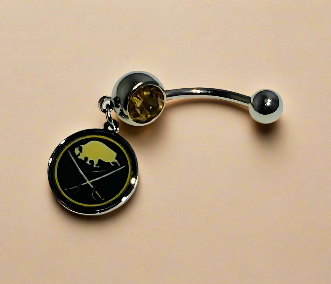 Buffalo Sabres silver stainless steel belly rings