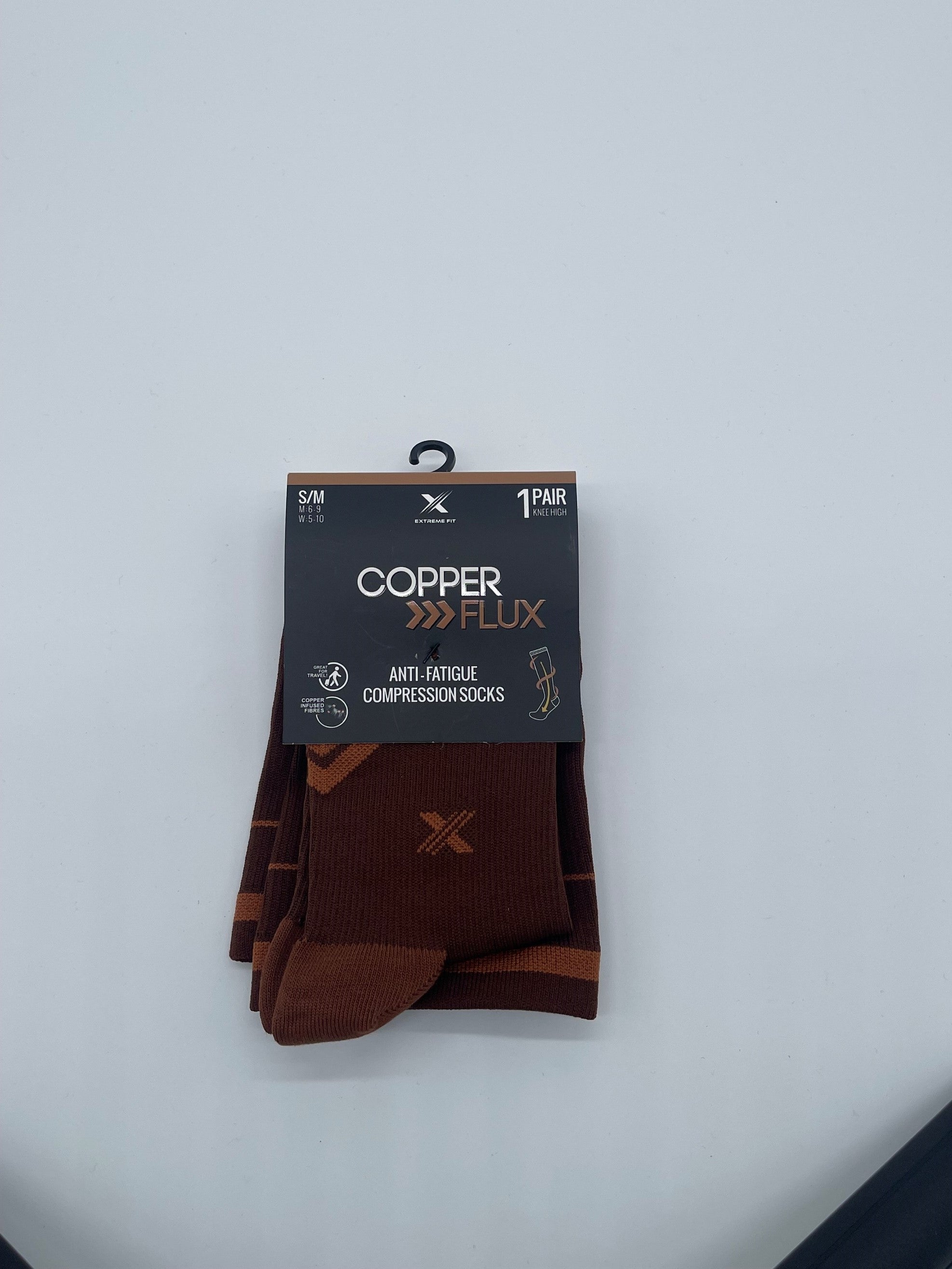 EXTREME FIT COPPER >>>FLUX ANTI-FATIGUE COMPRESSION SOCKS CHOCATE BROWN