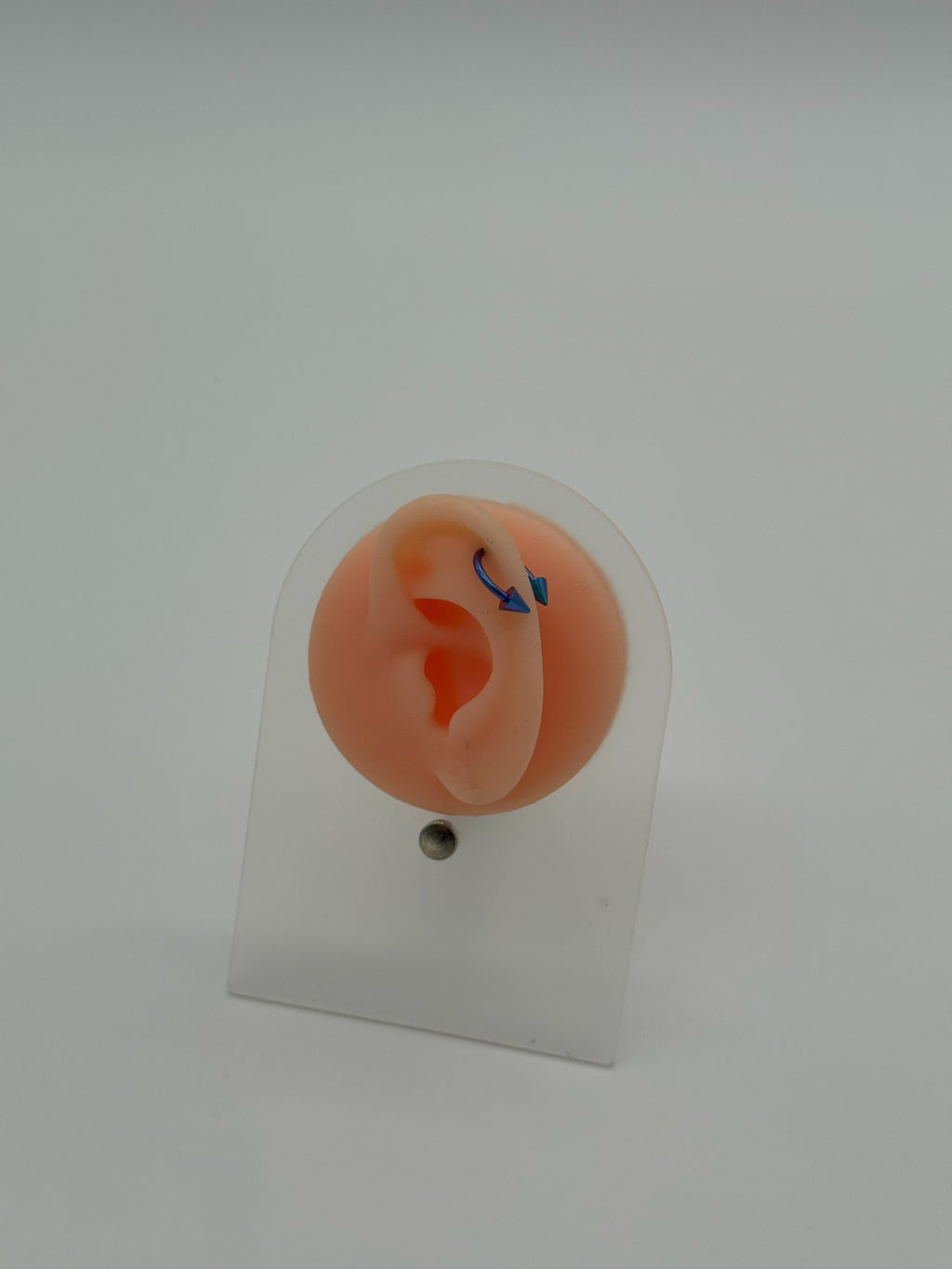 Iridescent Blue Titanium Spiral Horseshoe Piercing Ring – 5mm Cone