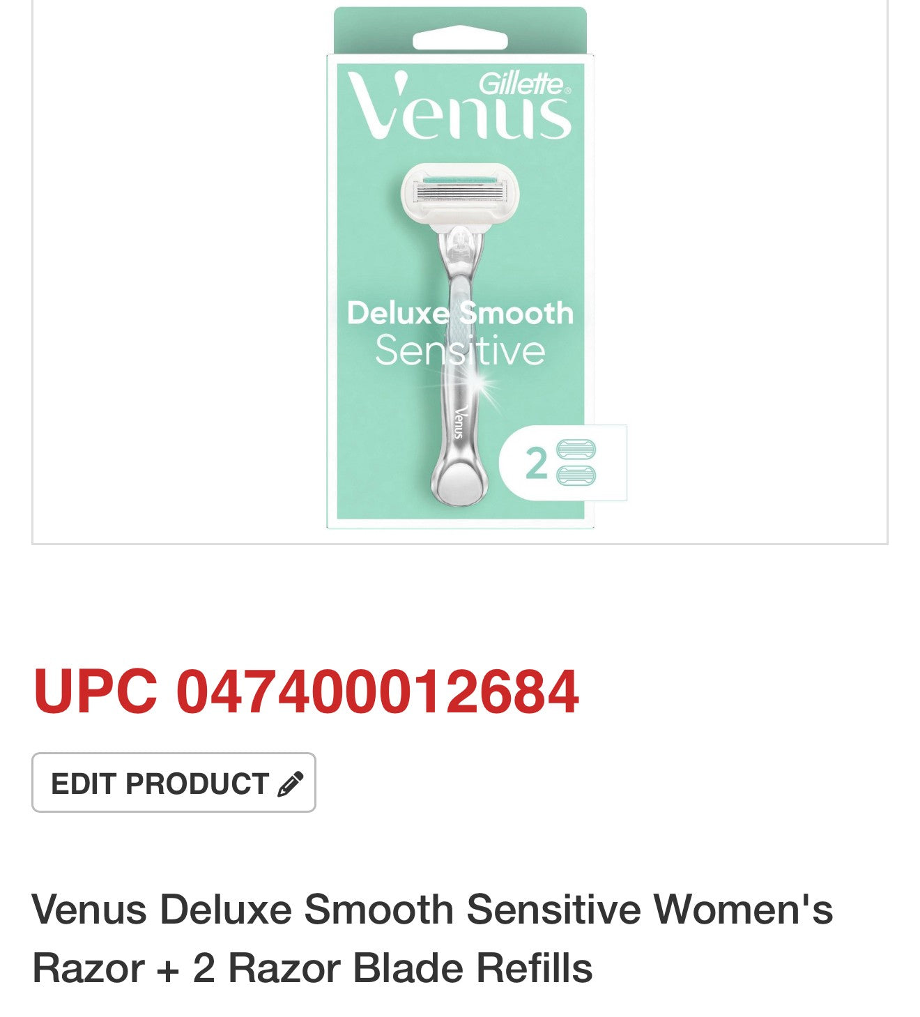 Venus Deluxe Smooth Sensitive Women’s Razor + 2 Blade Refills