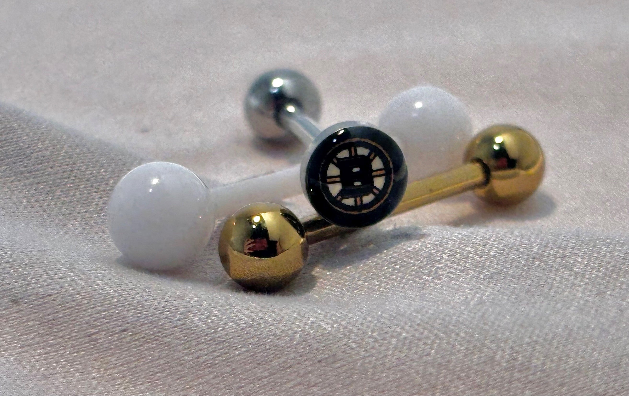 Boston Bruins NHL 3D Tongue Ring – Titanium Barbell 3-Piece Set