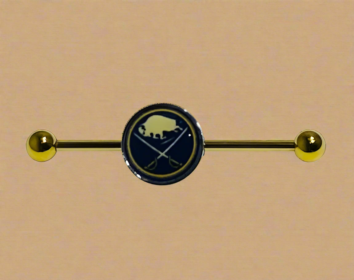 Buffalo Sabres gold stainless steel ear bars