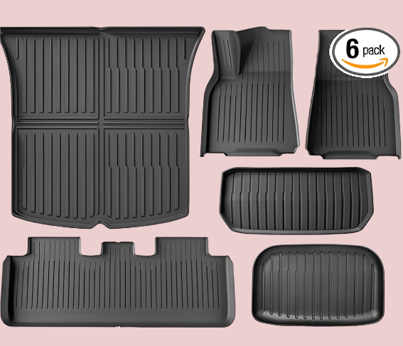 Floor Mats for Tesla Model Y 2021–2024 – Set of 6 All-Weather TPE Mats by Autocessking