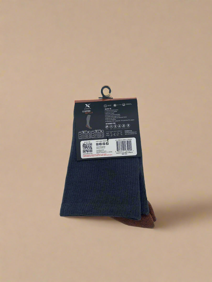 EXTREME FIT COPPER >>>FLUX ANTI-FATIGUE COMPRESSION SOCKS GRAY N ORANGE