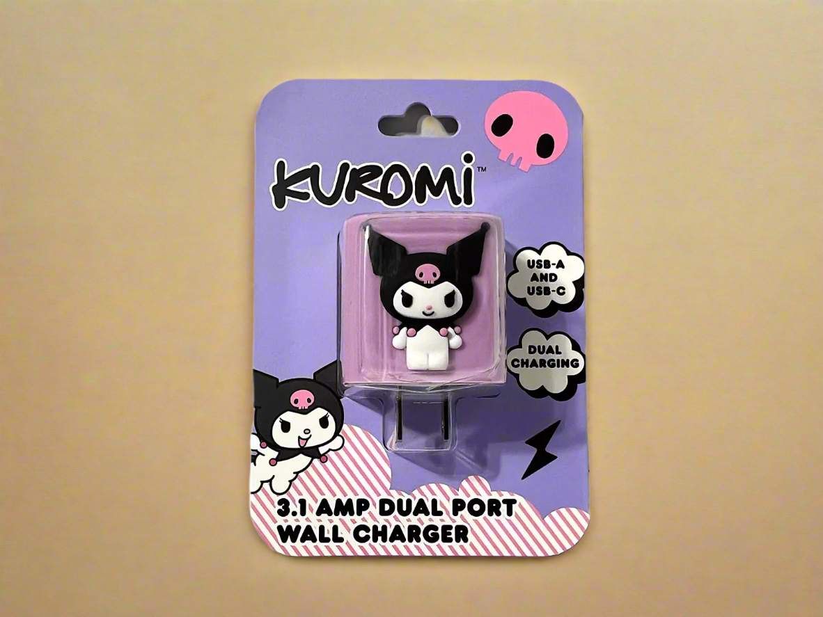 Hello Kitty KUROMI Dual Port Wall Charger 3.1 AMP USB A & C Brand NEW