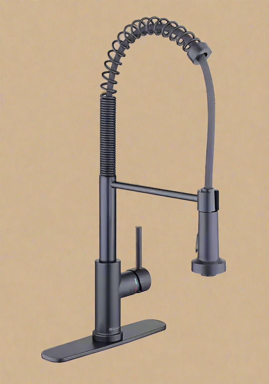 Glacier Bay Paulina Single-Handle Spring Neck Kitchen Faucet – Matte Black