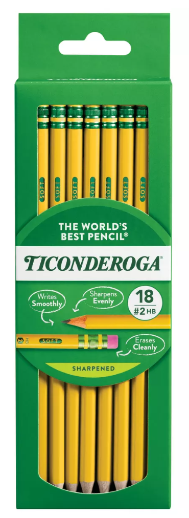 LOT of 2 – Ticonderoga #2 Pencils 18ct (33892) + 15 Eraser Caps & Sharpener Bundle