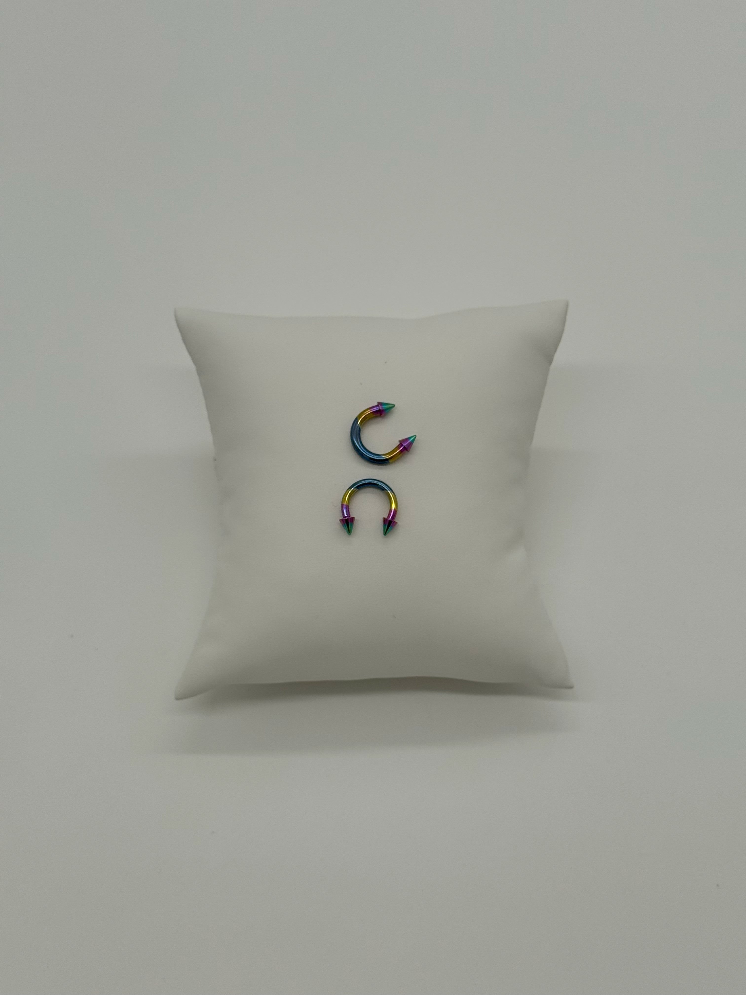 Large Chrome Multicolor Titanium Horseshoe Piercing Ring – 5mm Cone