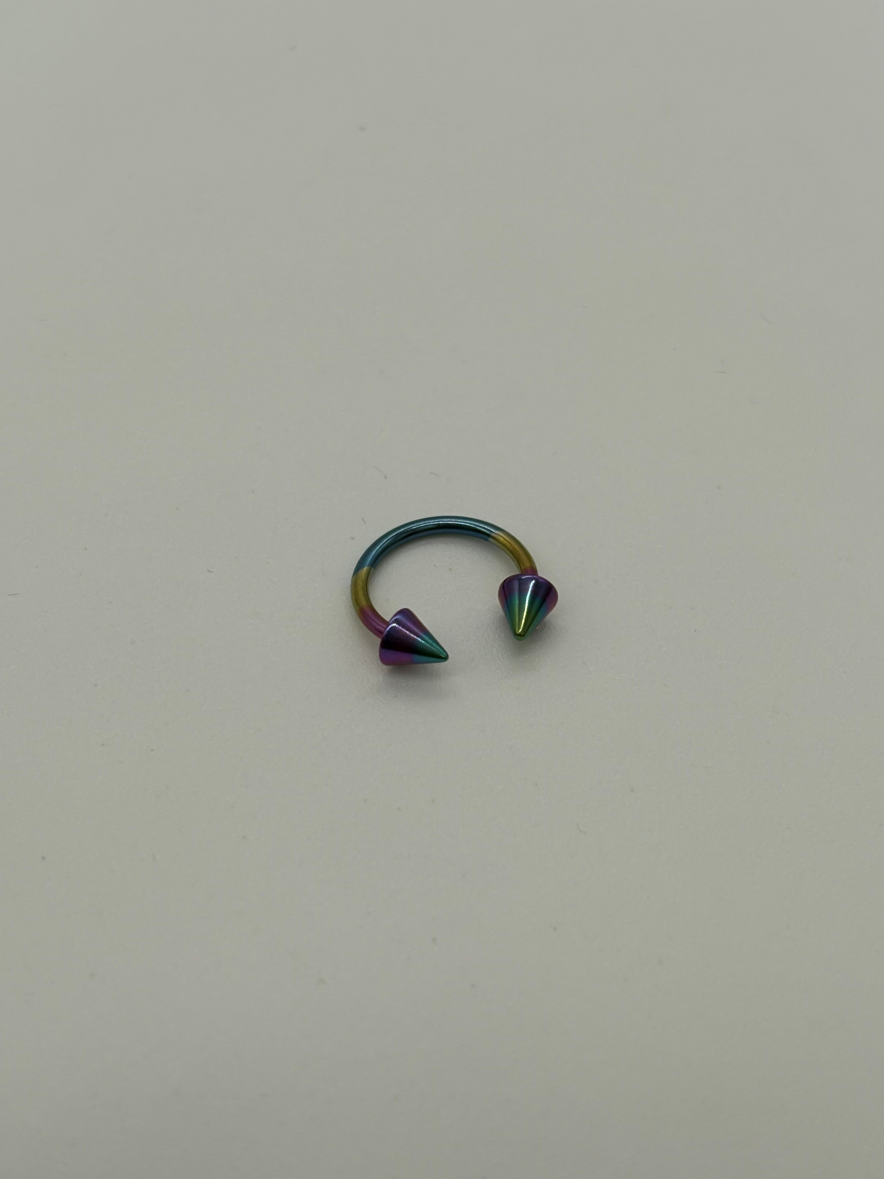Blue Purple Titanium Horseshoe Piercing Ring – 5mm Cone