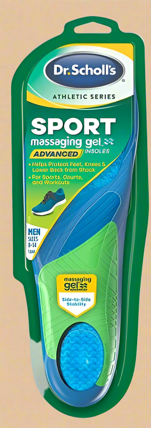 Dr. Scholls Athletic Series Sport Insoles With Massaging Gel For Men, Size 8-14