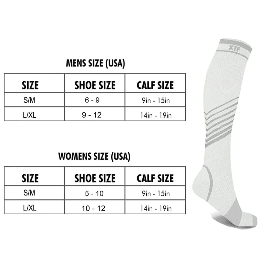 EXTREME FIT COPPER >>>FLUX ANTI-FATIGUE COMPRESSION SOCKS WHITE N GRAY