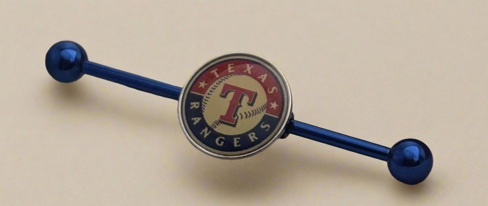 Licensed MLB Blue Anodized Texas Rangers Industrial Barbell
