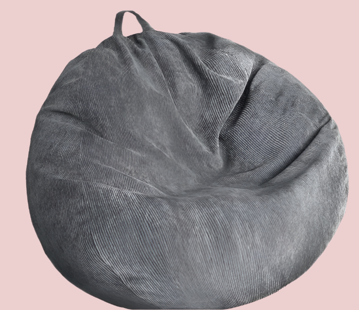 Bean Bag for Stuffed Animals Storage (Cover Only) – Furry Comfy Reading Chair with Side Pocket & Handle, Machine Washable