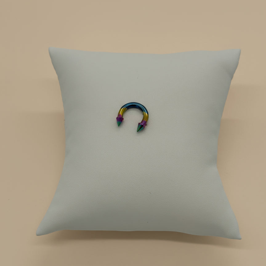 Large Chrome Multicolor Titanium Horseshoe Piercing Ring – 5mm Cone