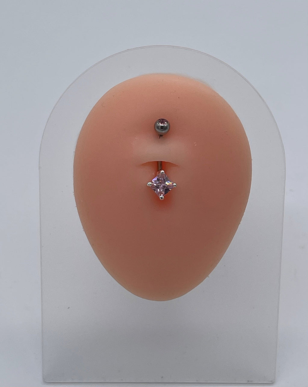 Titanium Pink Gem Dangle Belly Button Ring