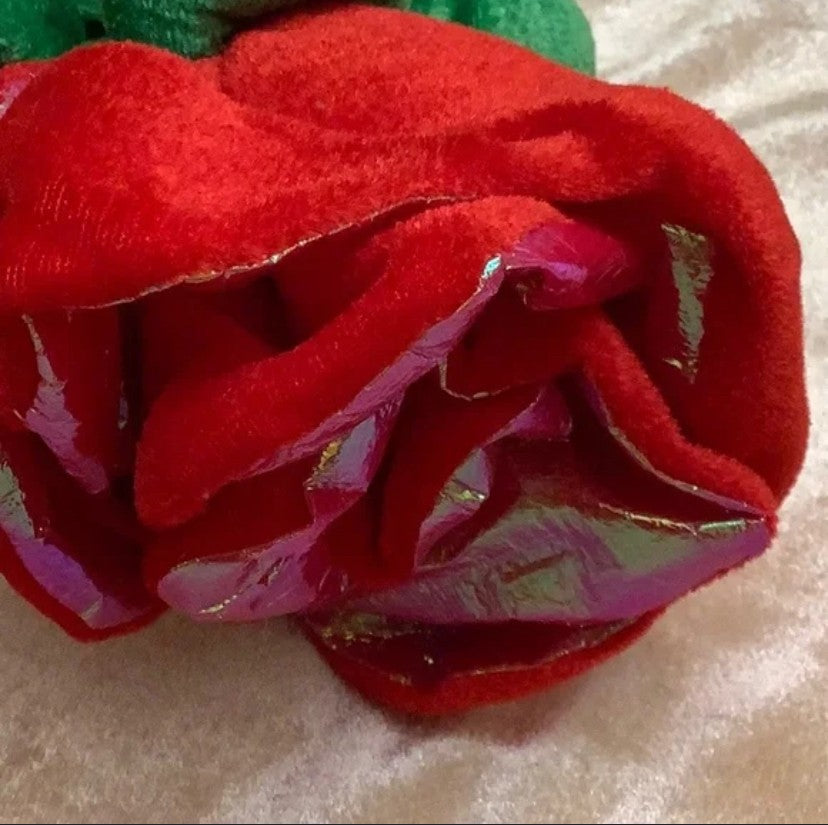 26" Long Stem Red Rose with LED Lights – Mardi Gras Lame Fabric