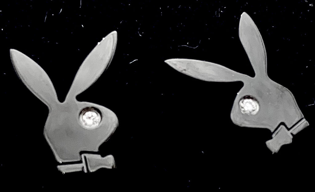 Playboy Bunny Stud Earrings – Stainless Steel with Crystal Accent