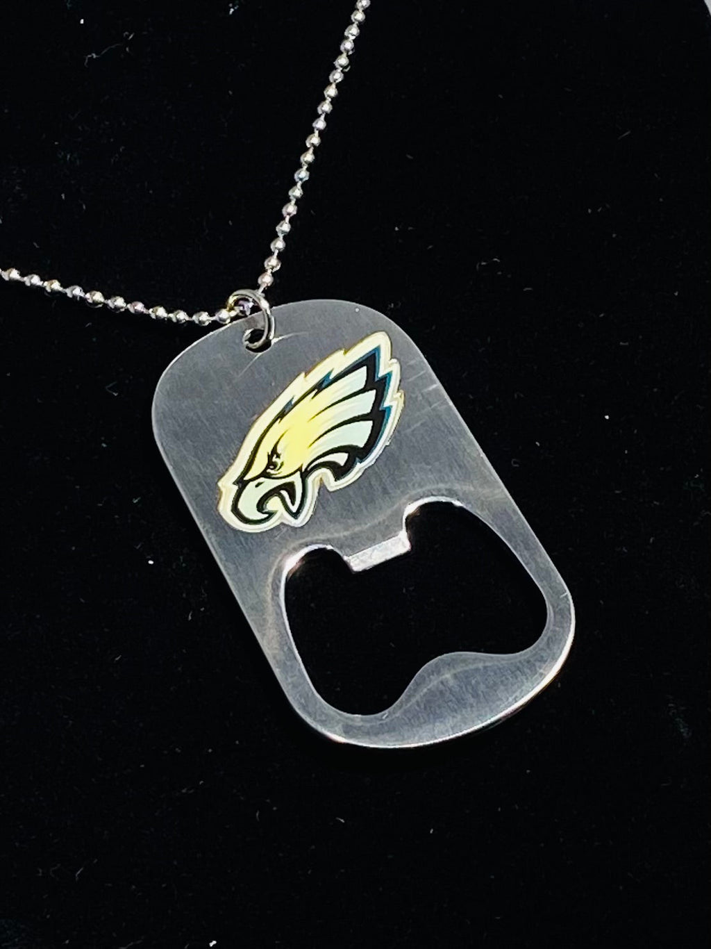 Philadelphia Eagles Dog Tag Necklace With Bottle Opener