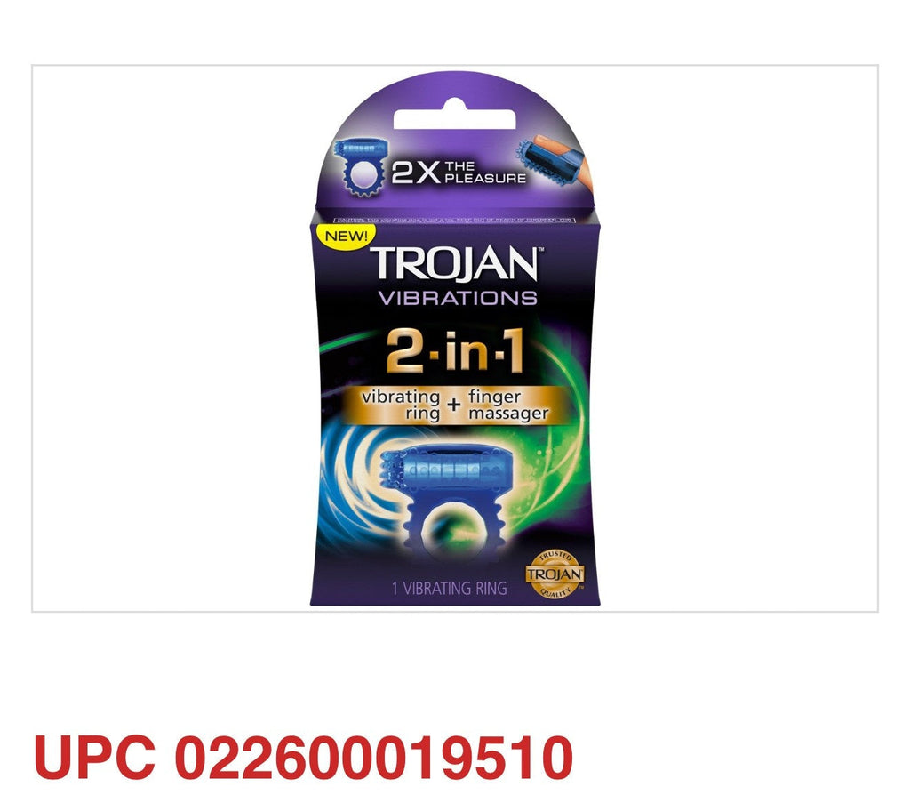 Trojan Vibrations 2-in-1 Vibrating Ring + Finger Massager