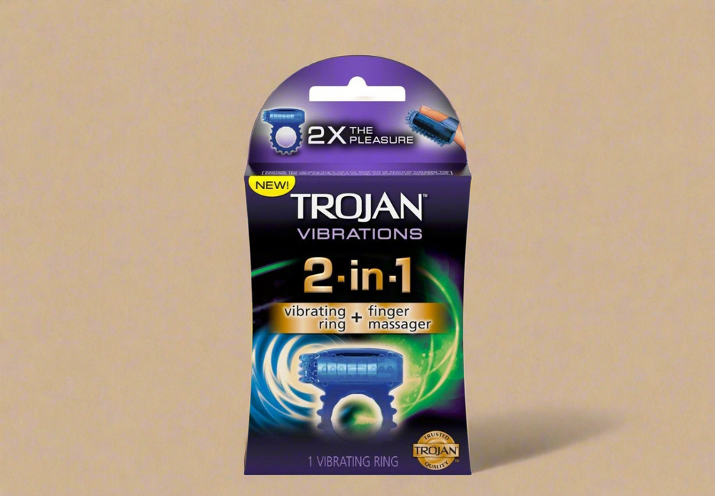 Trojan Vibrations 2-in-1 Vibrating Ring + Finger Massager