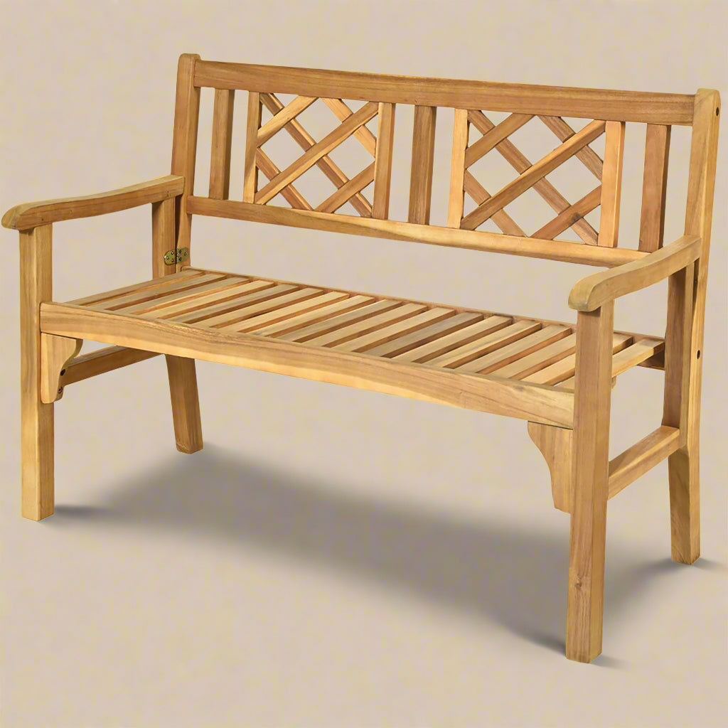 Costway Patio Outdoor Solid Wood Bench – Folding Loveseat Chair for Garden, Deck & Park