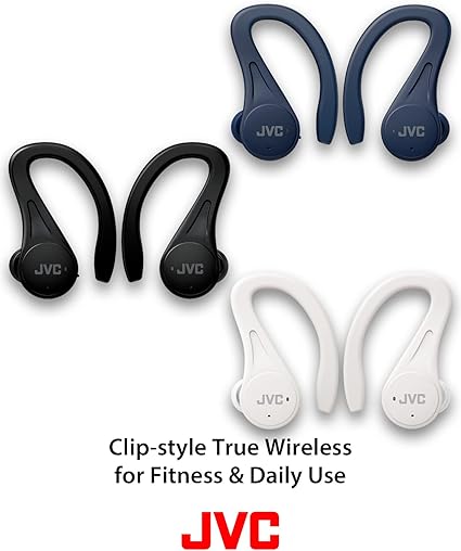 JVC Clip-Style Sport True Wireless Earbuds – Lightweight, IPX5 Water Resistant, 30-Hour Battery, Secure Fit (HA-EC25T Series)