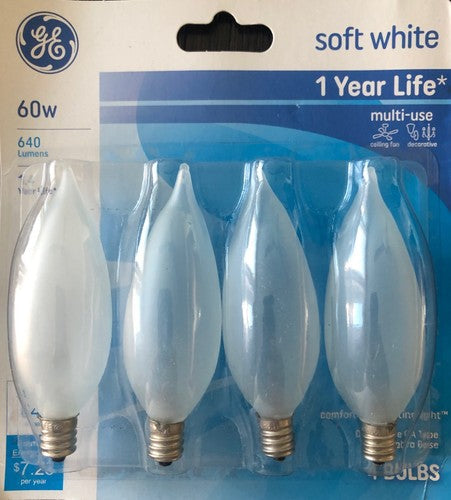 Globe Incandescent 7W C7 Nightlight Bulb – Dimmable, Frosted, Warm White 2850K (4 Pack)