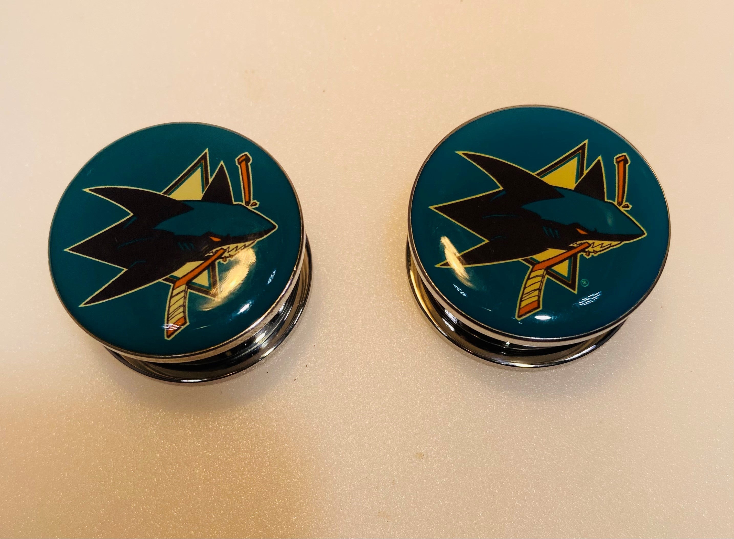 San Jose Sharks Ear Plug 1" Stainless Steel
