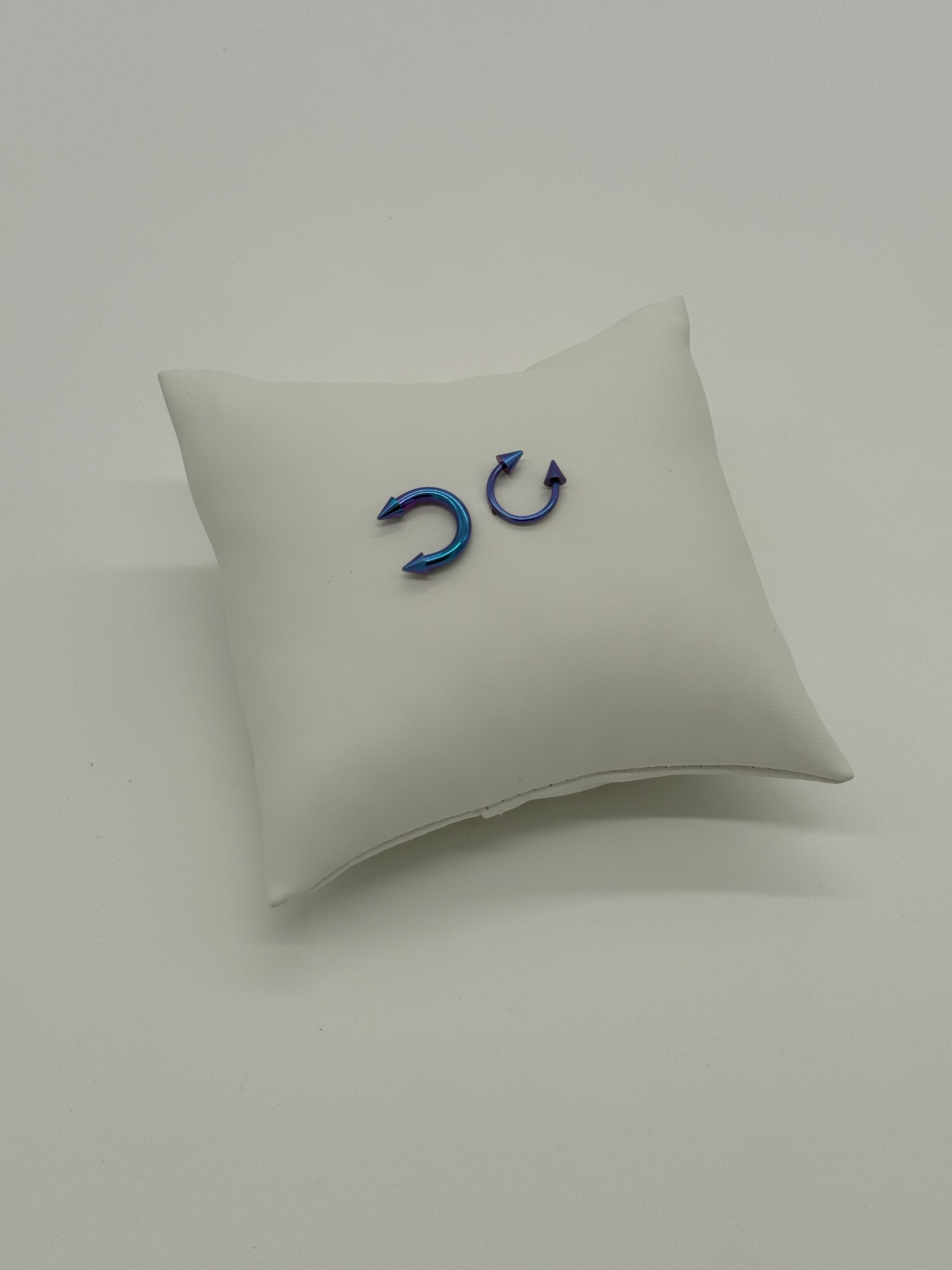 Large Blue Purple Titanium Horseshoe Piercing Ring – 5mm Cone