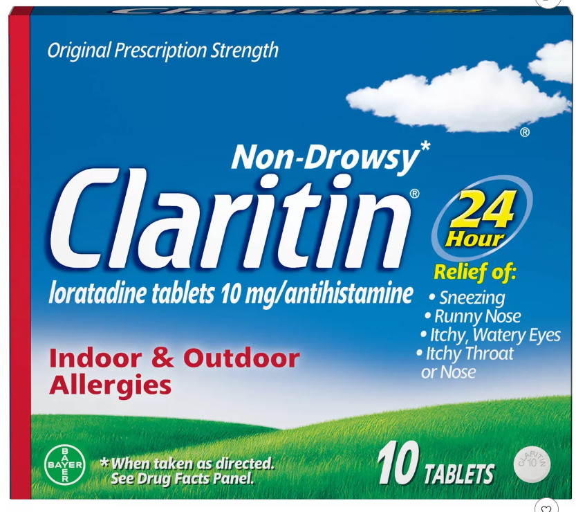Claritin® 24-Hour Allergy Relief Tablets – 10 mg Loratadine (10 Count)