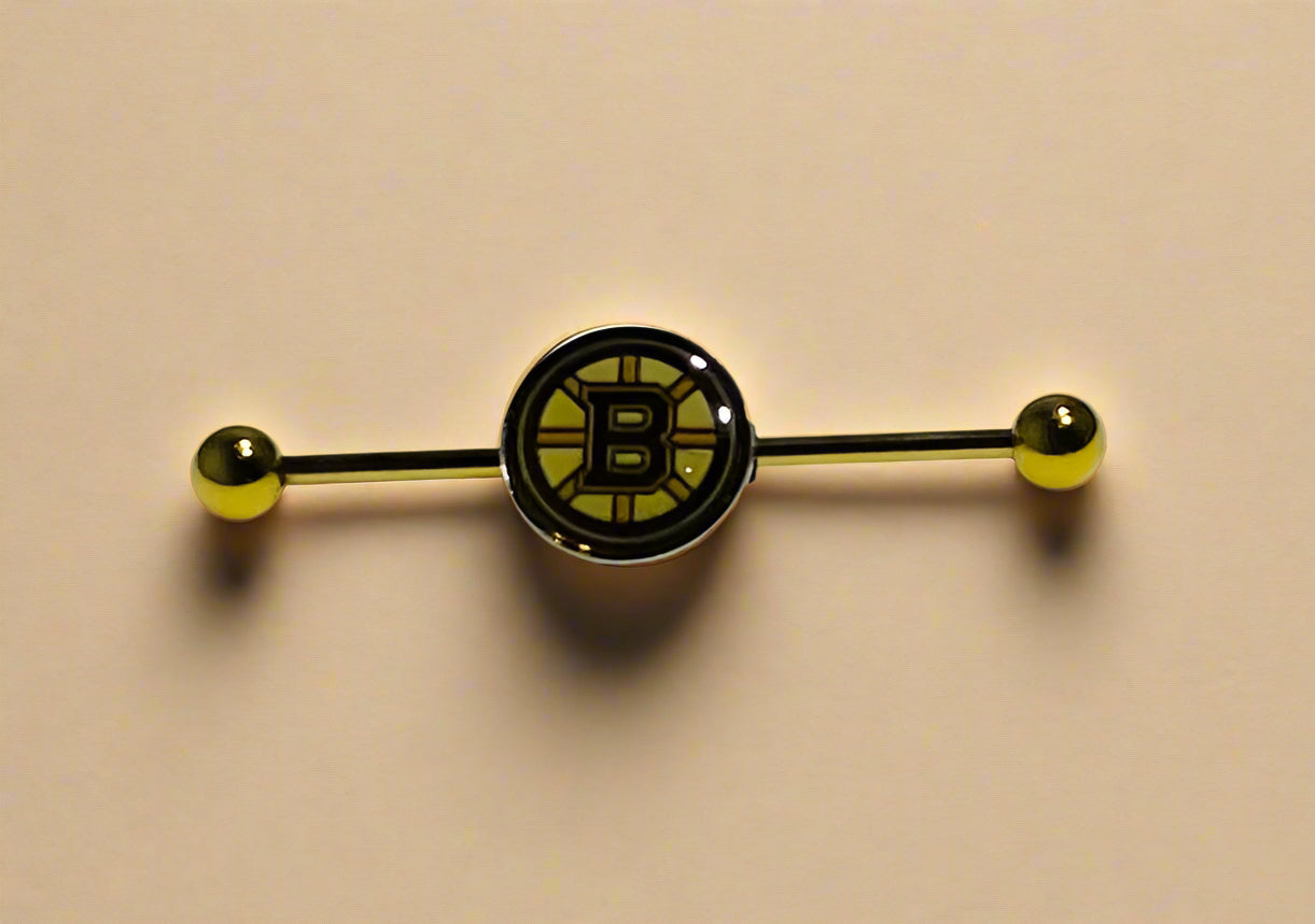 Boston Bruins gold stainless steel ear bars