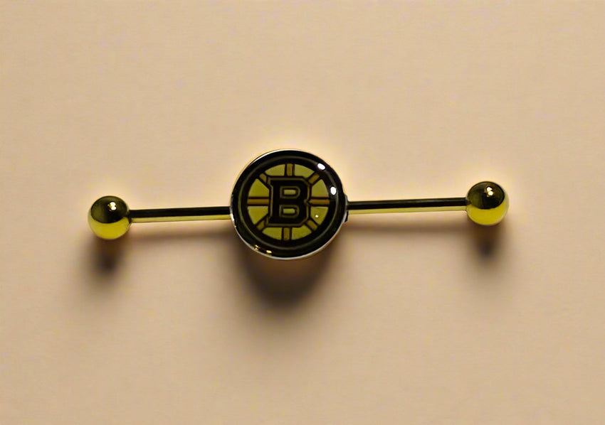 Boston Bruins gold stainless steel ear bars
