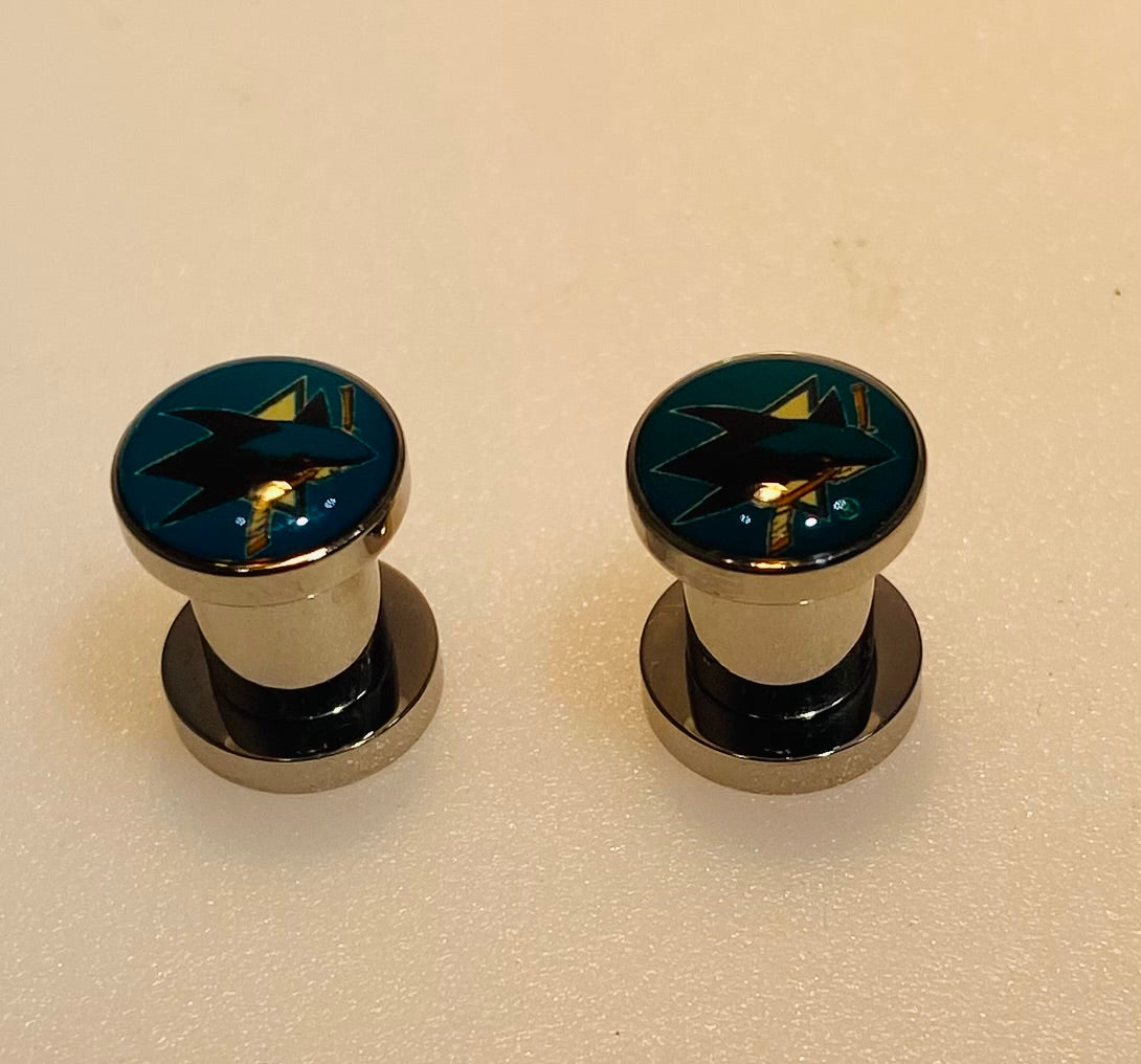 San Jose Sharks Ear Plug 2G Stainless Steel