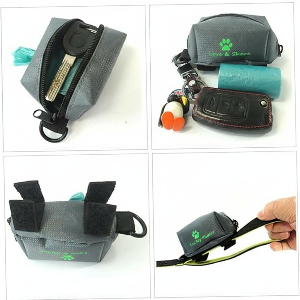 Hands-Free Dog Waste Bag Holder – Grey Poop Pouch for Walks, Runs & Hikes