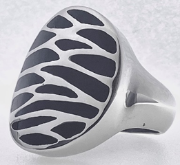 FASHION Black Enamel Zebra Finish High Polish Ring 7