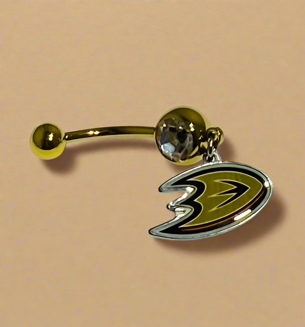 Anaheim Ducks gold stainless steel belly rings