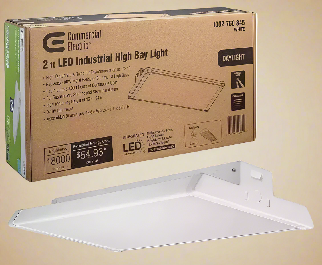 Commercial Electric 2 ft. LED High Bay Light – 18,000 Lumens (Daylight, Dimmable)