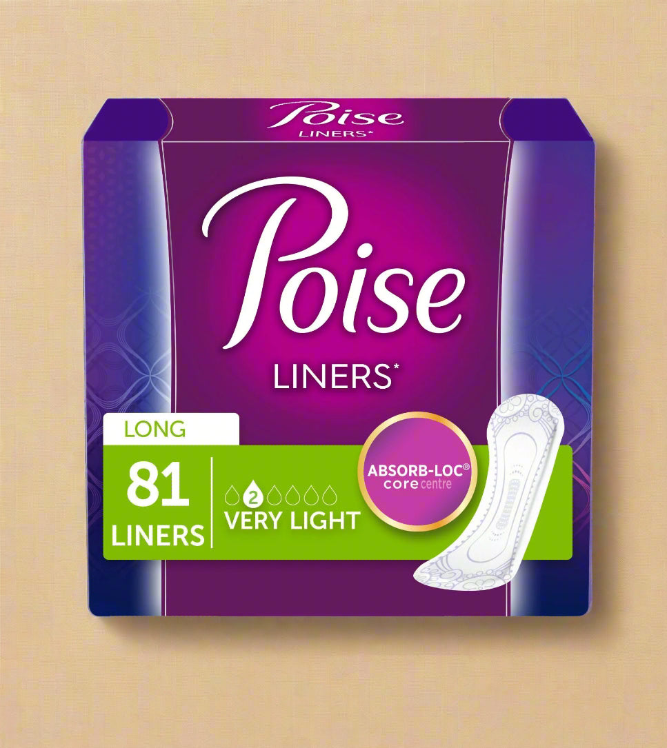 Poise Incontinence Liners – Long Length, Very Light Absorbency (81 ct)