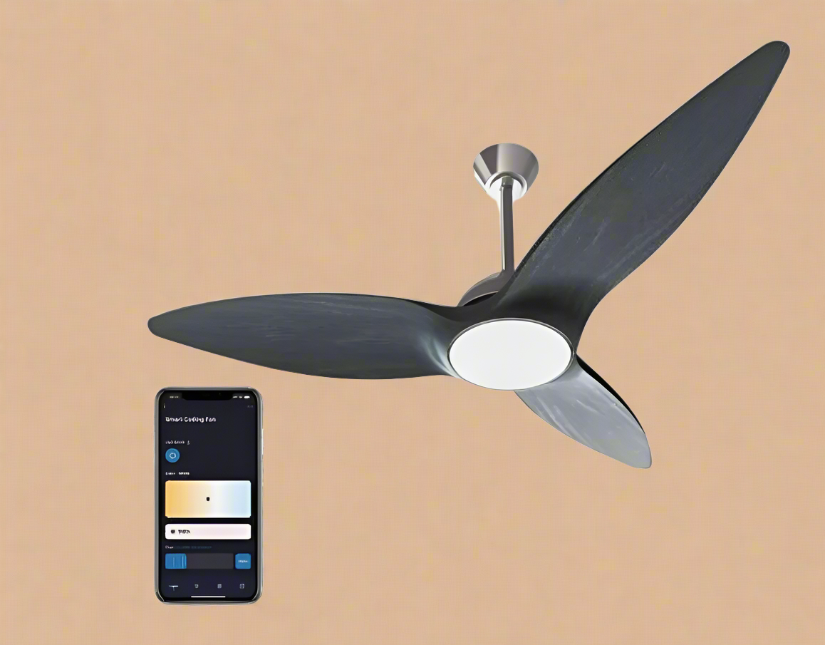 Atomi Smart WiFi 52" Ceiling Fan with Color Changing LED Light – Pearl Black