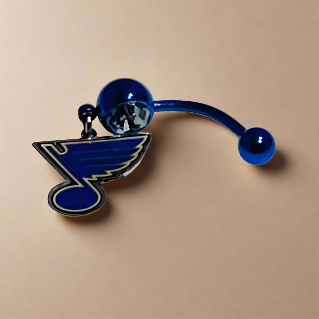 St. Louis Blues blue stainless steel belly rings