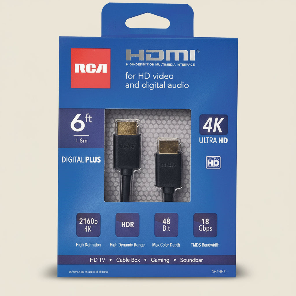 RCA 6 Ft. Black 4K Ultra HD Digital Plus HDMI Cable