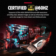 4K Ultra HD HDMI Cable – 24K Gold Contacts, High-Speed 21 Gbps, Duraflex Coating (4/6/8/12 Ft) - Hammerhead LLC.