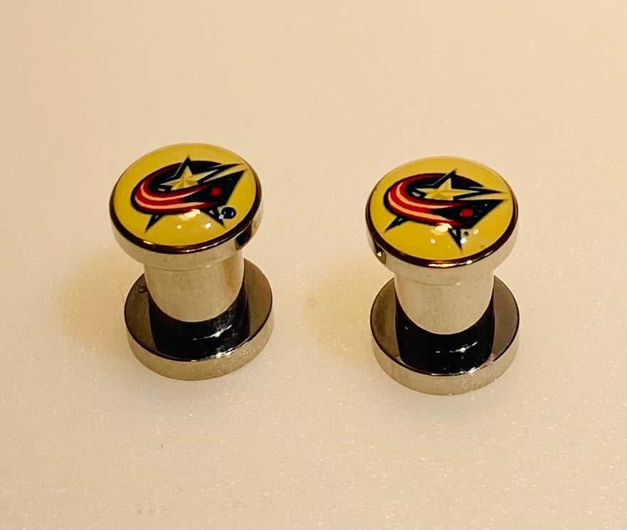 Columbus Blue Jackets Ear Plug 2G Stainless Steel