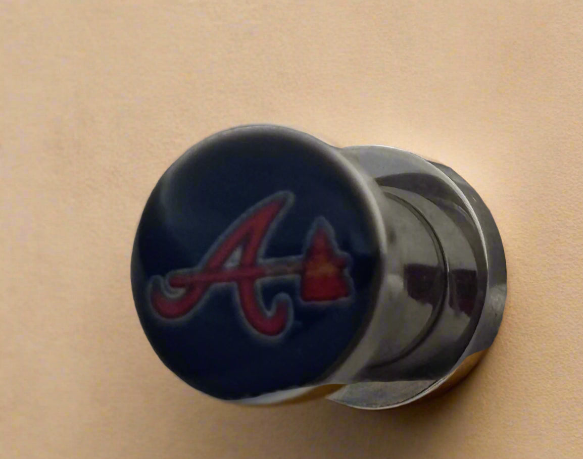 Licensed MLB Atlanta Braves Screw-On Surgical Steel 12G Ear Plugs