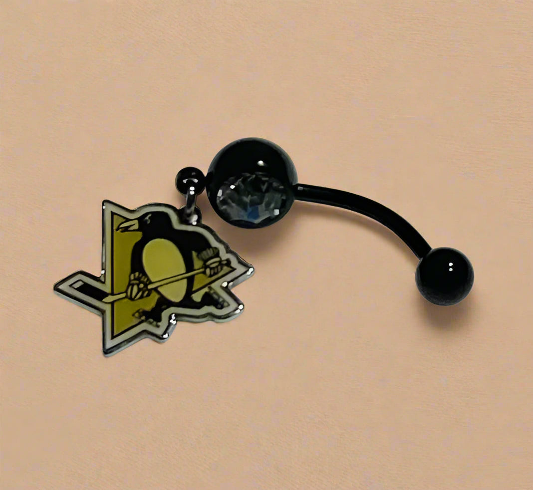 Pittsburgh Penguins stainless steel belly rings