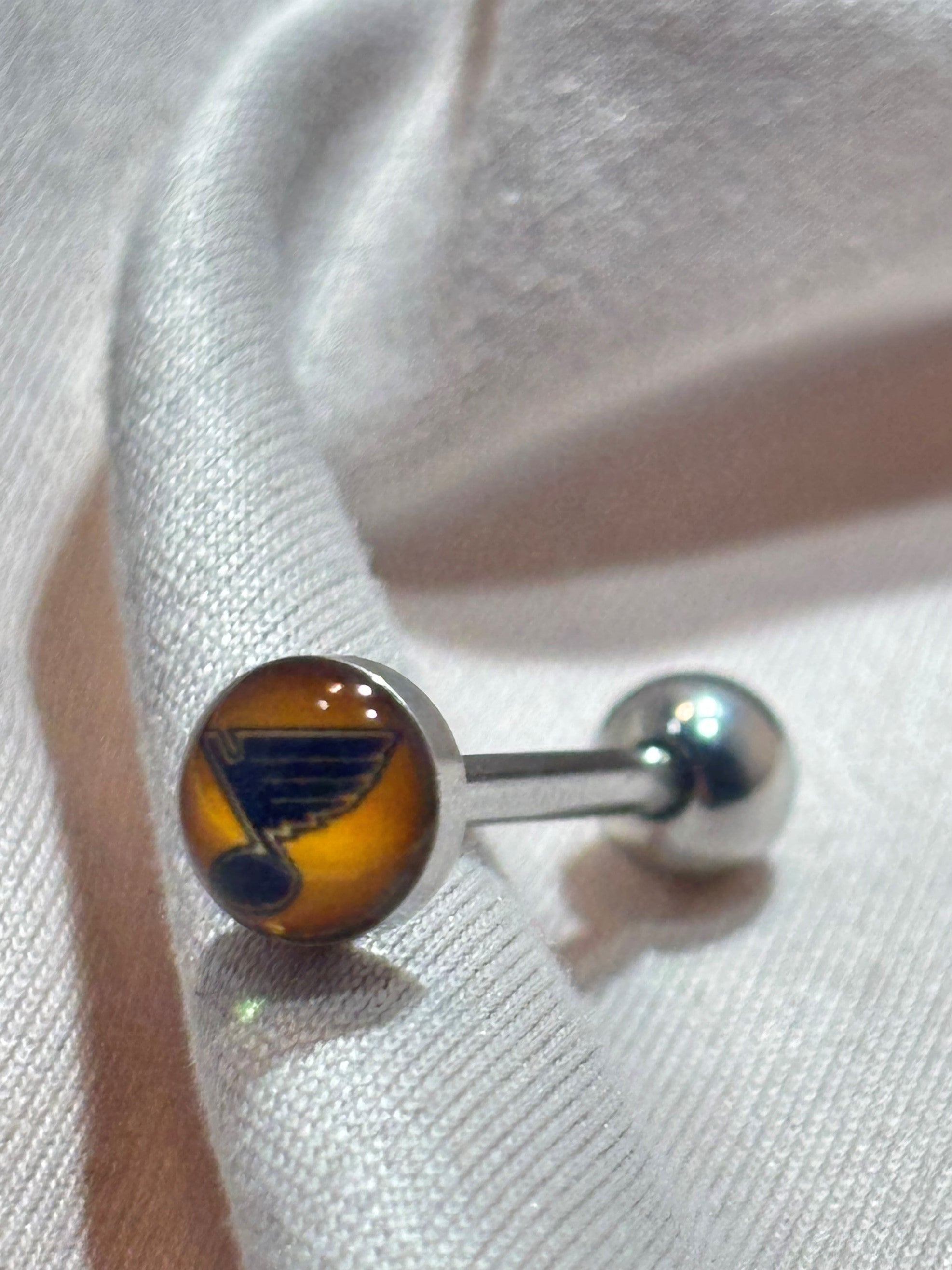 St. Louis Blues NHL 3D Tongue Ring – Titanium Logo Barbell