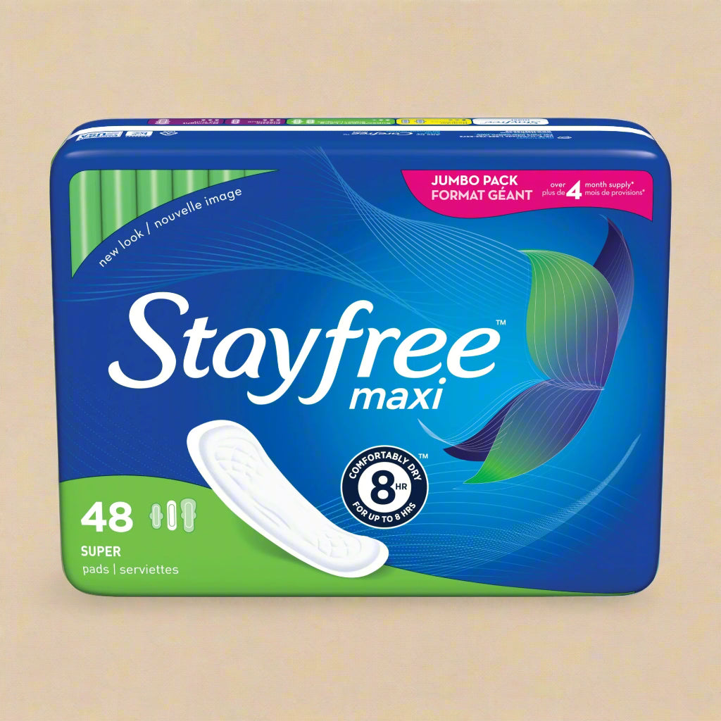 Stayfree Maxi Pads – Super Absorbency (48 Count)
